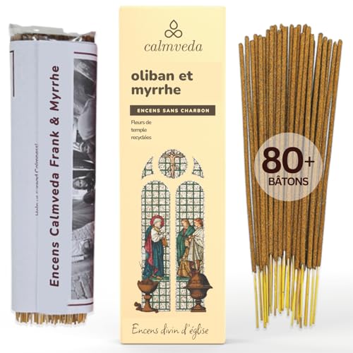 Baton encen Oliban myrrhe - (80) Naturel sans Charbon, Fabriqués À Partir De Fleurs Recyclées | Frankincense encens Pontifical Myrrhe pour la messe de la cathédrale