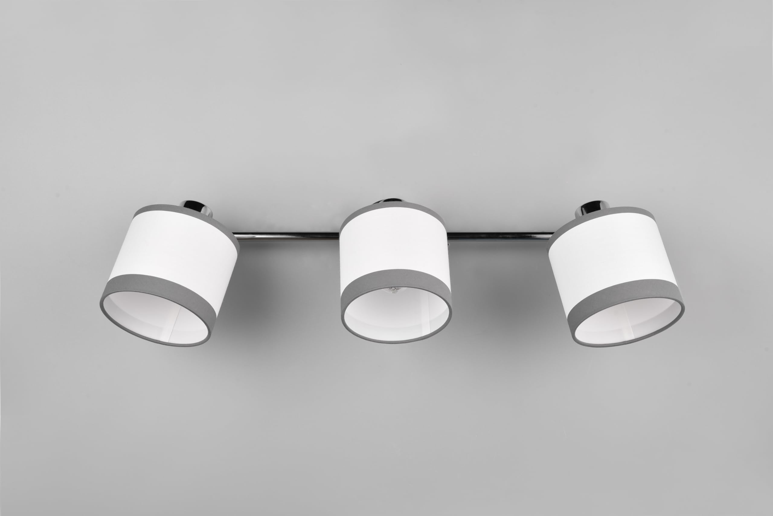Reality Leuchten Davos Spotbalken R81553006, Metall Chrom, Stoff Grau/Weiß, exkl. 3x E14