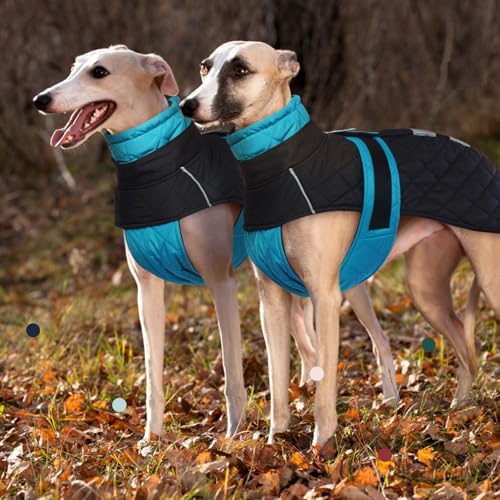 Wasserdichter Windhundmantel, Wasserdichter Winddichter Jacken für Windhund Rollkragenpullover Fleece Windhund Sweater Salukis warm Mantel