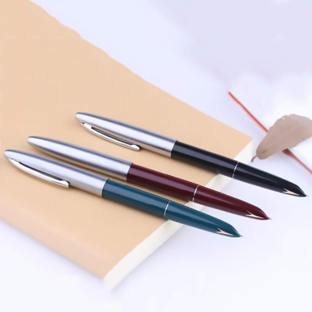 Hero 329-2, set di 3 penne stilografiche, pennino fine con diversi colori (nero, rosso, verde)
