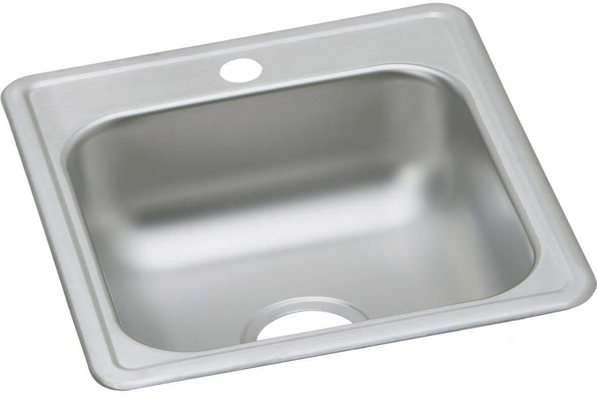 Elkay D117191 22 Gauge Paslanmaz Çelik 43,18 cm x 48,26 cm x 15,56 cm Tek Kase Üstüne Monte Bar/Hazırlama Lavabosu, 1 Delik