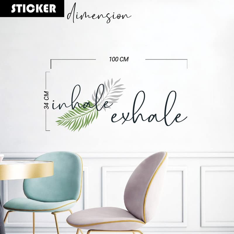 Image of Kotart - Colorful Leaf and Inhale Exhale Vinyl Wall Stickers /Decals for Living Room Bedroom Balcony Studio Home Office Wall Decor