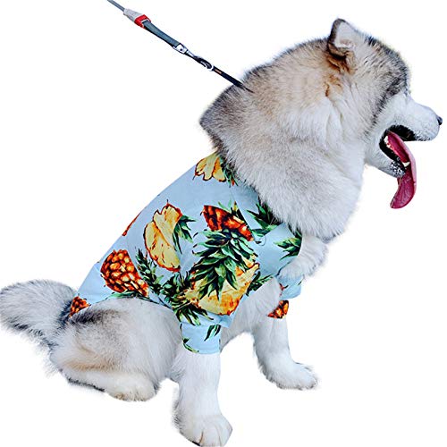 COUTUDI Aloha-Hundehemd für große Rassen, hawaiianische Blume, Ananas-Shirt, M-6XL für große Hunde, Alaska, Luke (4XL, Ananas-Hawaii-Hemd) Cover