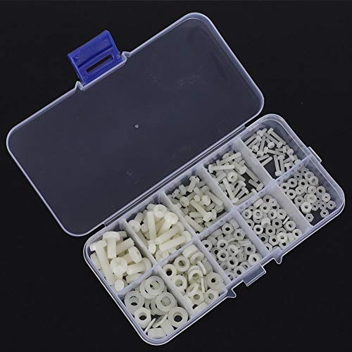 Multifunction fasteners black/white M2/M2.5/M3/M4/M5 Nylon screw kit, nylon nut, industrial for mechanics(White 270pcs nylon screw set) - Image 3