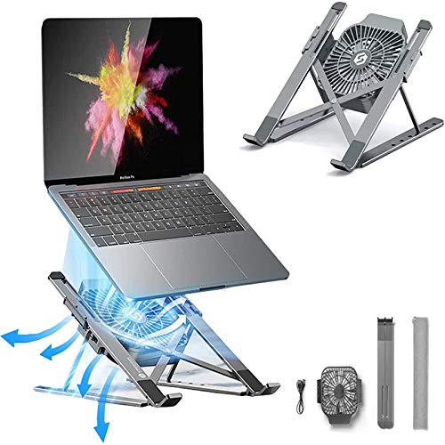 Laptop Ständer, Notebook Computer Ständer Mit Ventilator, Justierbare Aluminiumlegierung Laptop-Halter Riser Computerständer Mit MacBook Air