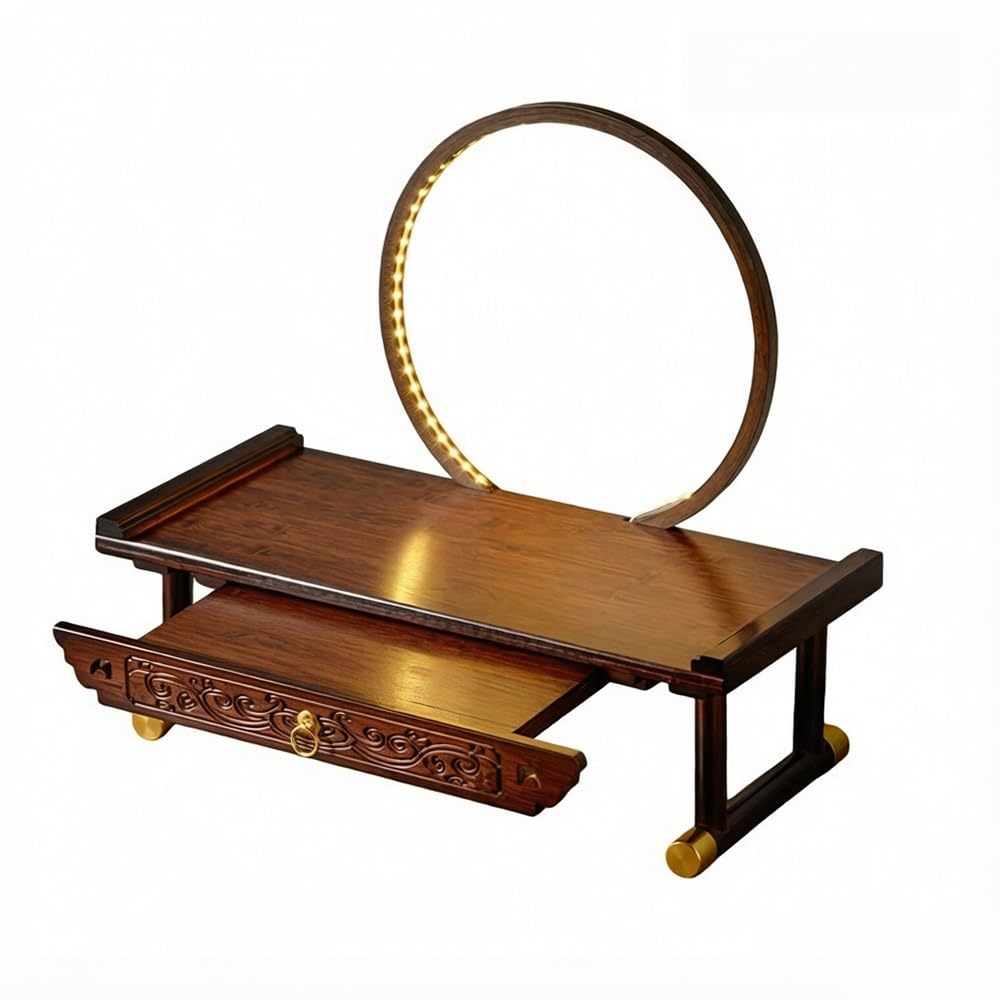 Tavola d'altare Cinese Mini Tavolo da Altare con Supporto retroilluminato a LED | Consolle con cassetto(XL)