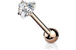 Captivating CZ Heart Tongue Ring: Piercing Perfection