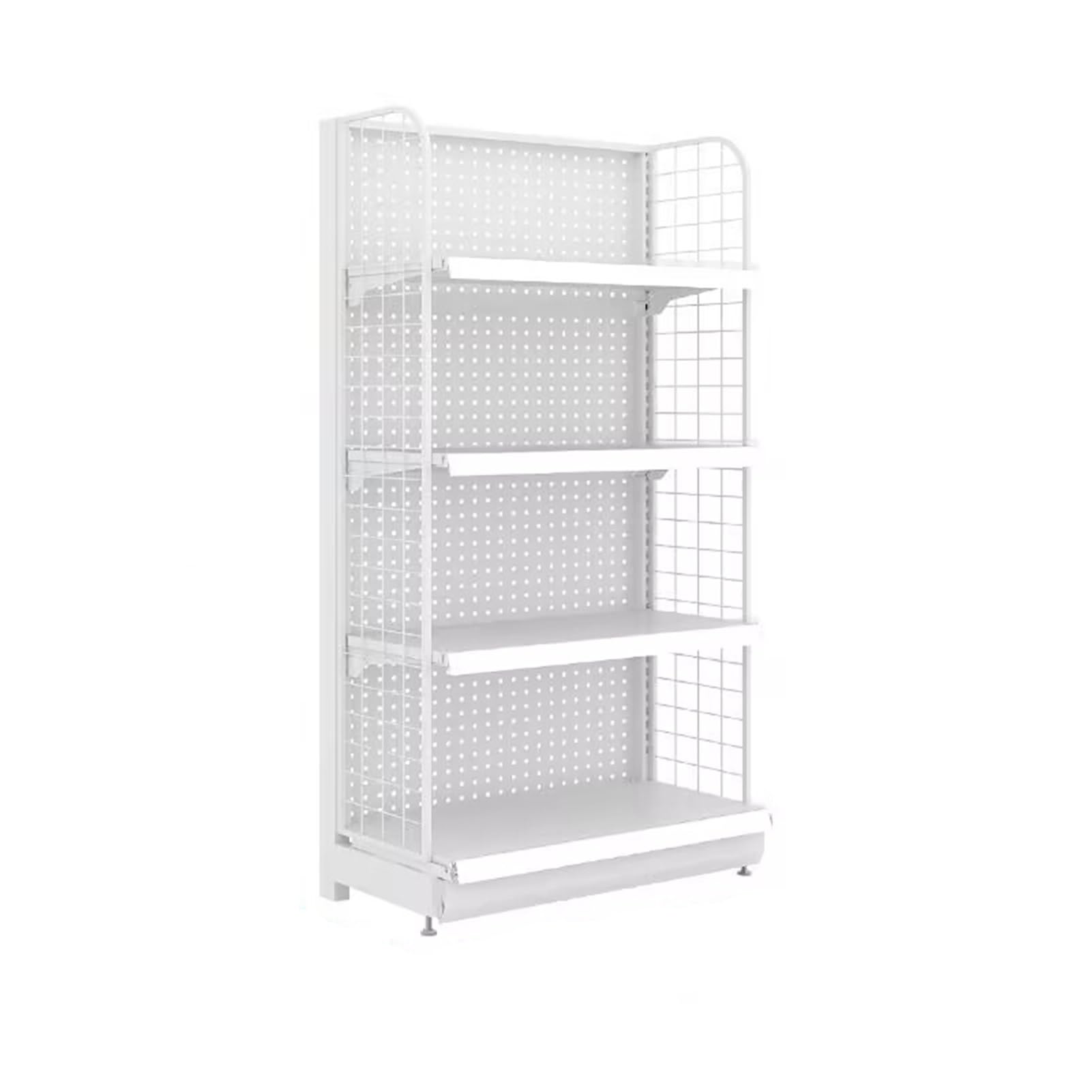 Retail Gondola Shelving Wall Display Rack - with Grid Supermarket Shelves, Convenience Combination Shelves, for Retail/Convenience Grocery/Supermarket Shelves(White,62 * 36 * 135cm)