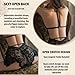 AHOVIT Sexy Lingerie for Women Lace Bodysuit One Piece Teddy Mini Babydoll Mesh Sleepwear V Neck Chemise Nightgowns Black