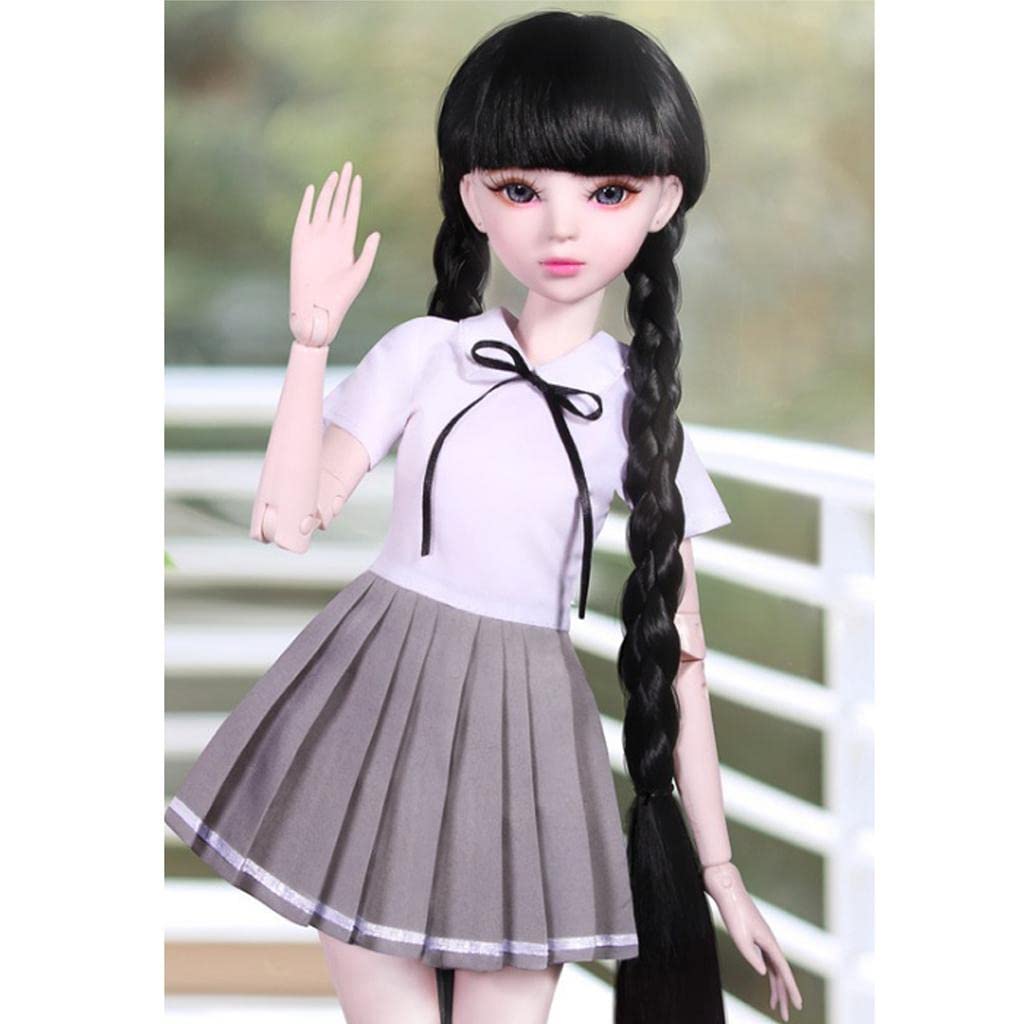 BJD Puppenkleid 1/3 BJD Puppenkleidung Prinzessinnen Kostüm Party Kleid Mode Zubehör aus Stoff Feine Verarbeitung Einfach zu Kombinieren für Kinder, Schuluniform Graue Rock