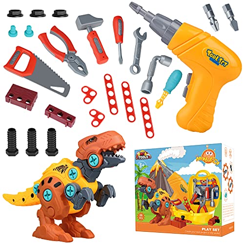 Take Apart Dinosaur Toys Toolbox Toddler Educational Construction Kids Tools Toys Play Accessories Set with Electric Drill, Birthday Gifts for Toddlers Boys Girls Age 3 4 5 6 7 8 Year Old Boys Girls