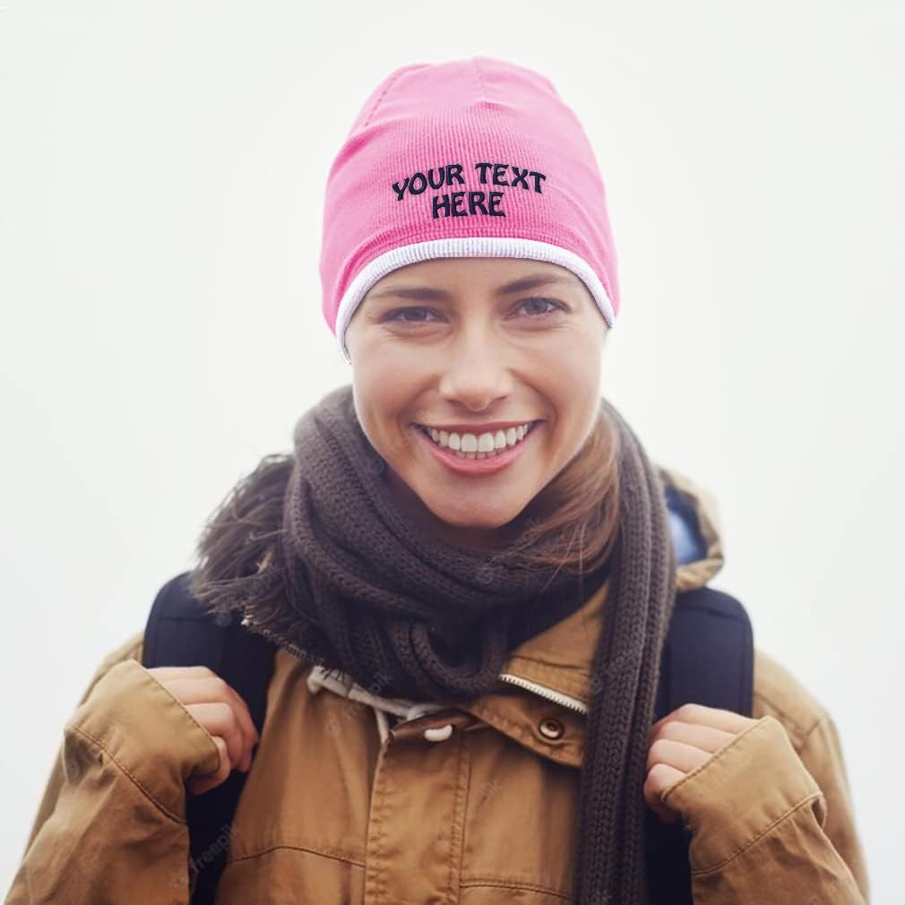 Beanie Hat for Men & Women Custom Personalized Text Winter Beanie for Women & Men - Image 4