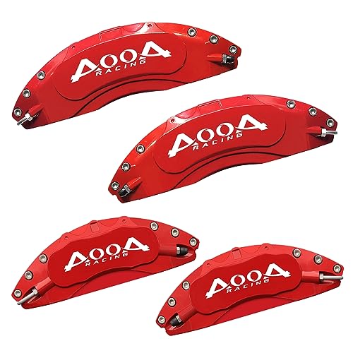 AOOA Aluminum Red Brake Caliper Covers with White Character fits Dodge Durango SXT/GT/R/T 2021-2024 and Jeep Grand Cherokee 2017-2021 (Set of 4)