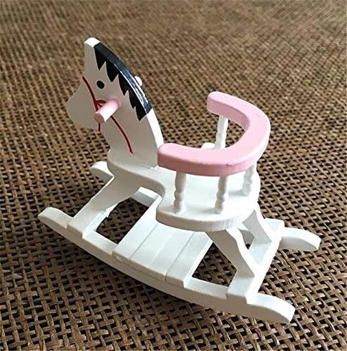 Escena para adultos 1:12 casa de muñecas en miniatura, silla mecedora de caballos de madera, puede sacudir, paisaje de memoria que vale la pena comprar 5