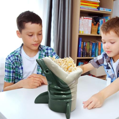 Popcorn Machine - Retro Popcorn Maker - Popcorn Machine for Home The White Shark 3D Popcorn Bucket BPA-Free Reusable Popcorn Holder for Home Kitchen Cinema Decoration - Image 7