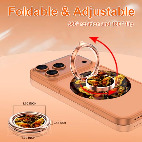 Image of Magnetic Phone Ring Holder for MagSafe Grip,[Super Magnet],Stylish 360 Rotation Cell Phone Grip Stand Finger Ring Kickstand for iPhone 17 16 15 14 Pro Max,iPad and Smartphones,Black