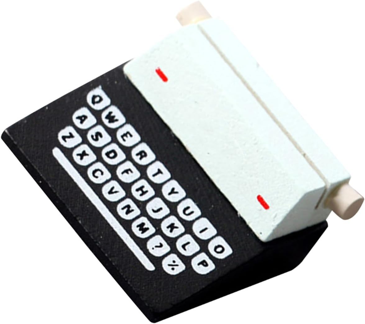 Toyvian Mini adorno de máquina de escribir estilo vintage, modelo de máquina de escribir en miniatura para casa de muñecas, decoración del hogar,