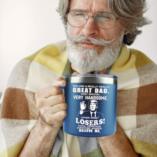 Fathers Day Dad Gifts from Daughter Son,Dad Gifts,Fathers Day Birthday Gifts for Dad Step Dad Father in Law Him Bonus Dad Daddy,Gift for Men Papa Grandpa Uncle Stepdad,14 oz Blue Tumbler Mug - Image 5