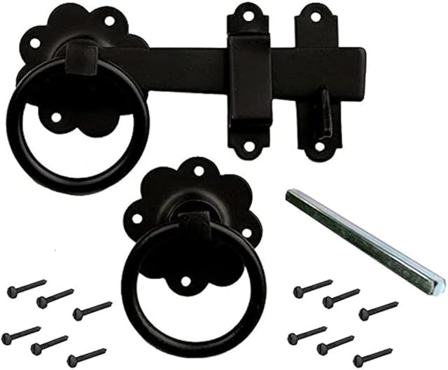 Merriway BH01807 Gate Door Latch Smooth Ring, 150mm (6 inch) -Black Japanned