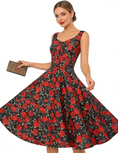 Image of Belle Poque 1950s Vintage Dress for Women Sleeveless Homecoming Dresses Cocktail Party A-Line Summer Dress