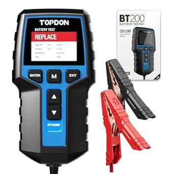 Car Battery Tester 12V 24V Load Tester, TOPDON BT200 100-2000CCA Automotive Alternator Tester Digital Auto Battery Analyzer Charging Cranking System Tester for Car Truck Motorcycle ATV SUV Boat Yacht