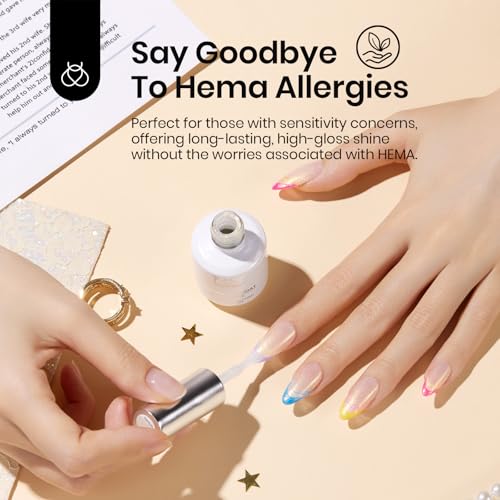 Image of Beetles Hema Free Glitter Gel Top Coat for French Tip Press on Nails Pearl Shimmer Glitter Green 2-IN-1 No Wipe Top Coat, Long Lasting15ml