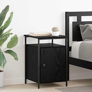 Bedside Cabinet with Storage, Modern Engineered Wood Black Oak Finish, for Bedroom and Living Room, 16.54 x 15.75 x 23.62 Inch