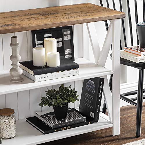 image for Walker Edison 2 Tier Modern Farmhouse Wood Bookcase Bookshelf Storage 