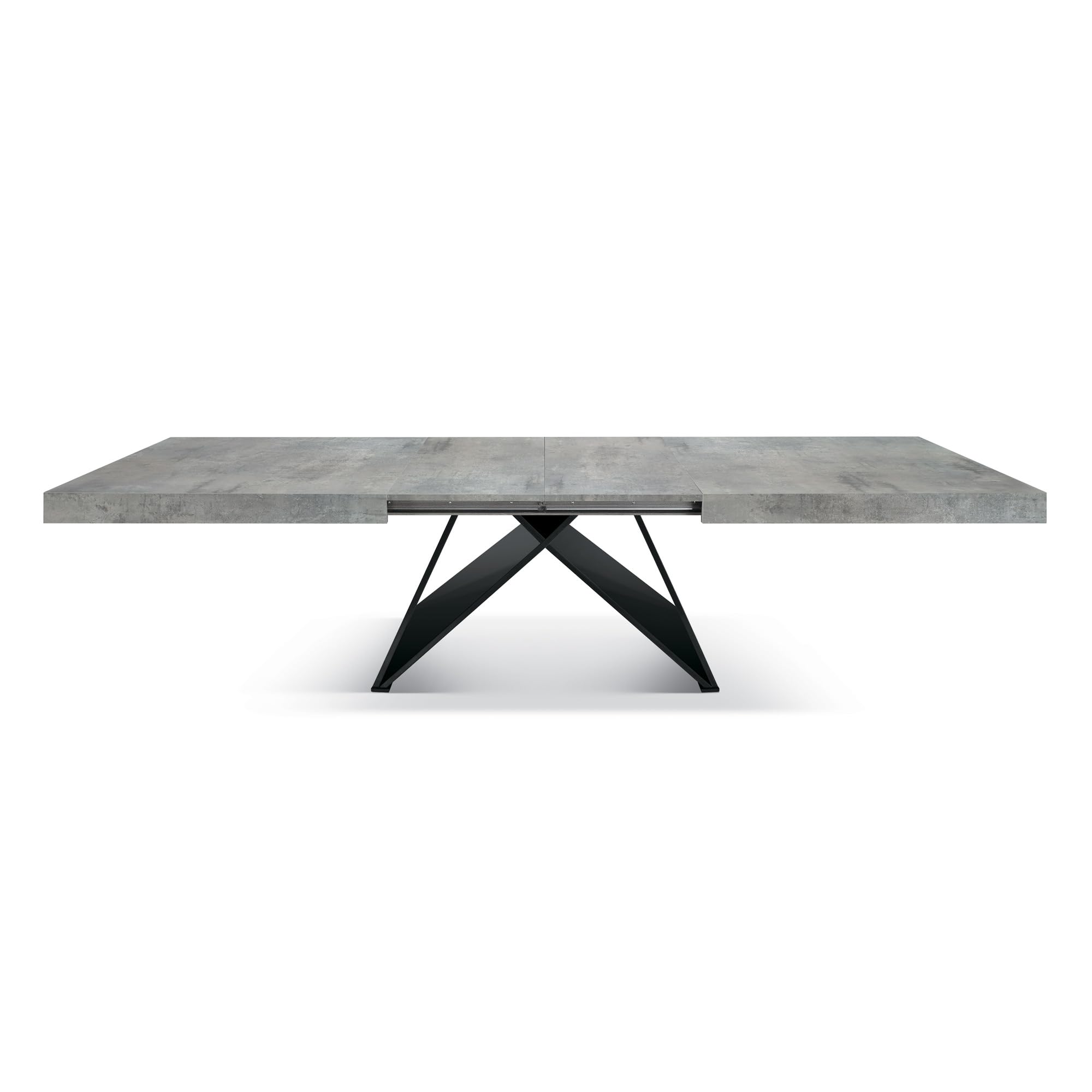 KONTE.DESIGN Tavolo VULCANO in legno, finitura grigio cemento con base in legno mdf antracite, allungabile 160×90 cm – 240×90 cm