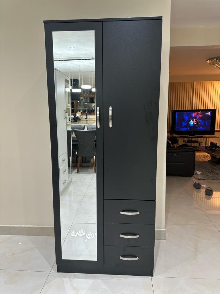 PALAKLOT 2 Door 3 Drawer Fulllength Mirror Wardrobe Modular for Space Saving Ideal