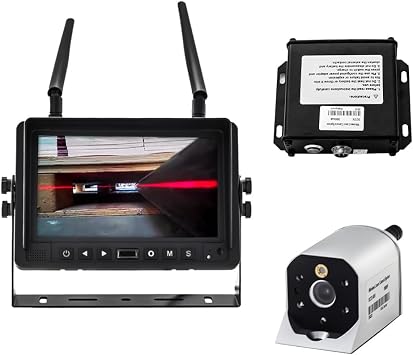 7 inch HD 1080P WirelessCamera, Forklift WirelessCamera Support Video Recording, Forklift Safe Work Surveillance System with Laser Positioning Camera, Camera with Magnetic