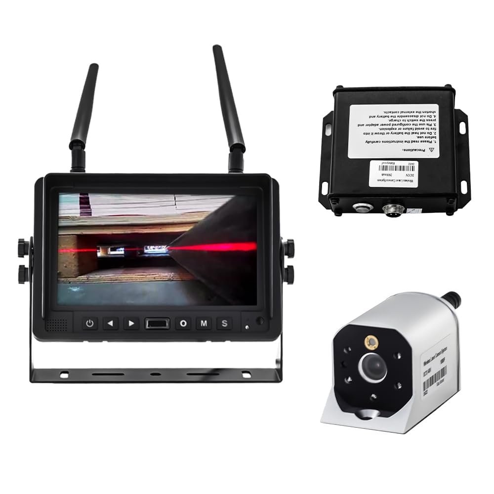 HAONINYUE 7 inch HD 1080P WirelessCamera, Forklift WirelessCamera Support Video Recording, Forklift Safe Work Surveillance System with Laser Positioning Camera, Camera with Magnetic