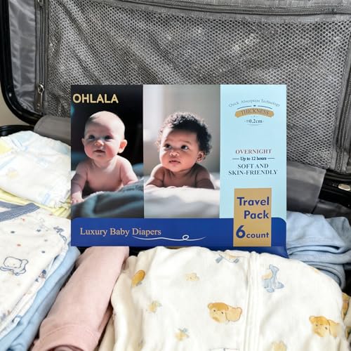 Image of OHLALA Luxury Diapers Size 1 Travel Pack 6 Count 8-14 lbs Hypoallergenic Skin-Friendly & Leakproof Fragrance-Free Ultra-Thin