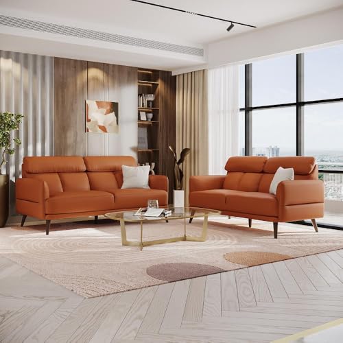 Image of Wakefit 5 Seater Sofa Set, Tan, Modern Style, 5 Year Warranty, 3+2 Seater, Wooden Sofa for Living Room