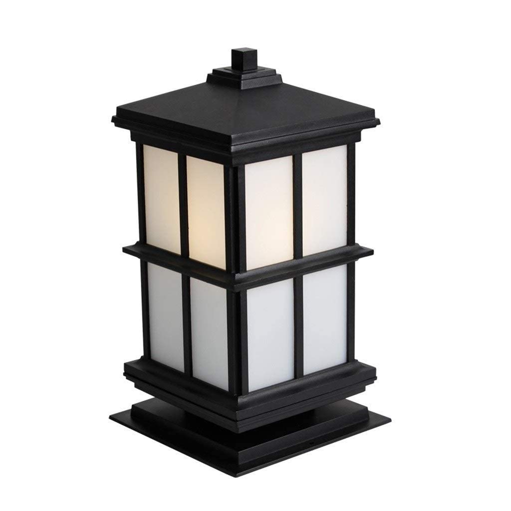 Lampadaire de jardin extérieur contemporain noir pilier carré en verre dépoli