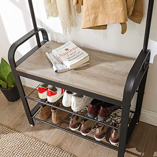 image for VASAGLE Coat Rack, Shoe Bench, Hall Tree with Storage Shelf for Entryw