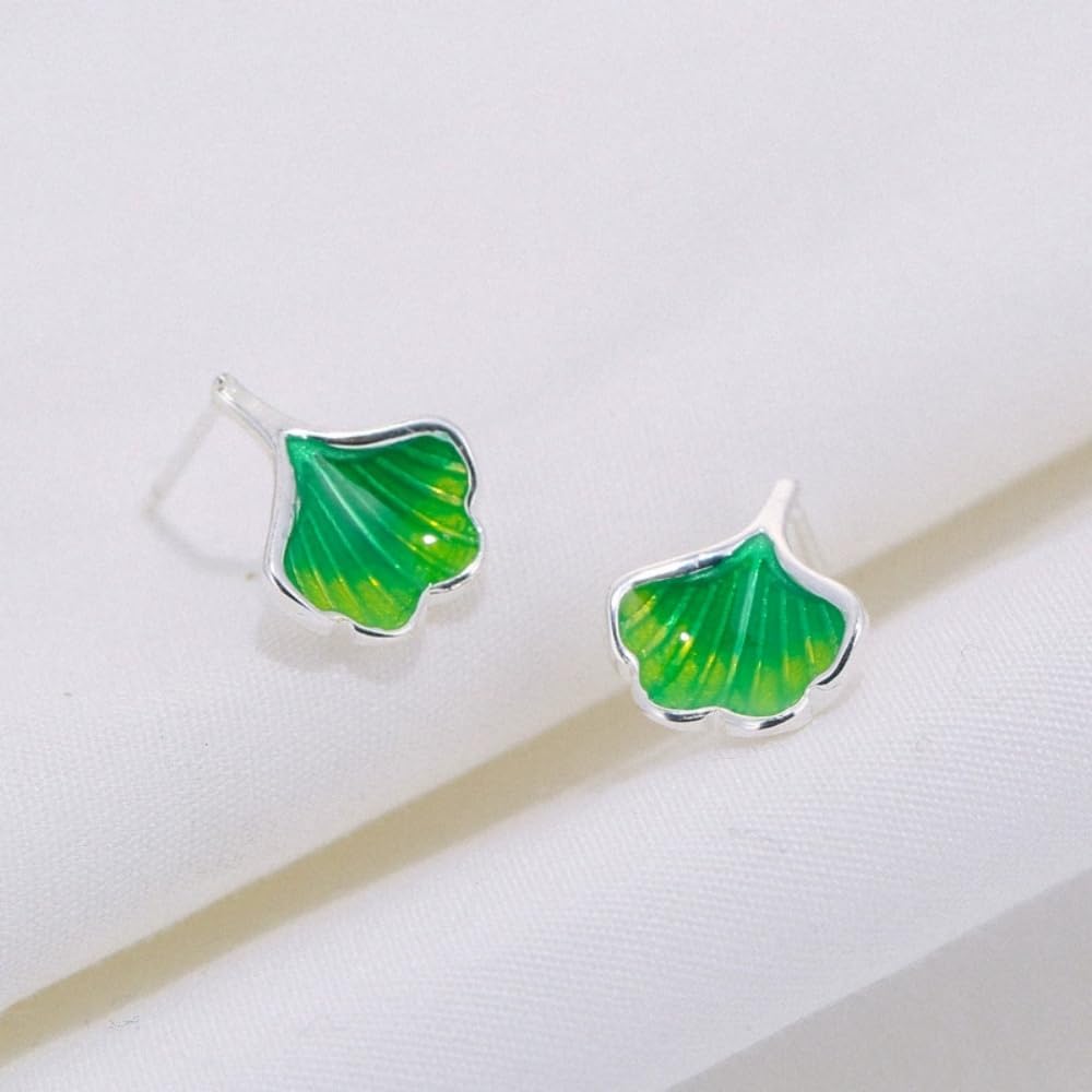Dainty Ginko Leaf Stud Cartilage Earrings for Women 925 Sterling Silver Tiny Cute Flower Studs Sleeper Tragus Post Hypoallergenic Piercing Jewelry for Spring Autumn Fall Theme Party - Image 4