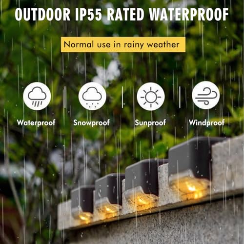 Image of Solar Step Lights 8 Pack - Waterproof Stair Lights for Outdoor Stairs | Warm White, Auto Dusk to Dawn