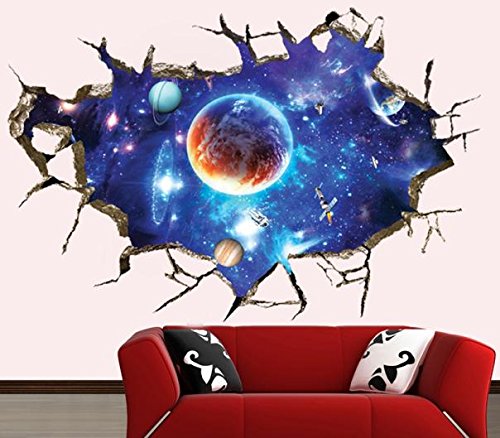 Homebaby Stickers Muraux-3D Stickers Muraux Sticker Mural DIY Sticker Muraux Amovible Stickers muraux Espace Chambre Décor Autocollant Mural DéCoration pour Enfant Fille Garcon