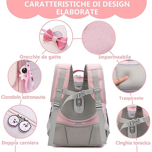 Lisinuo Kids Backpacks Girls Backpack Kid Kitten School Bags Elementary Small Bookbag For Girl(Purple) #TOP2