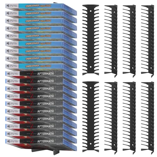 Image of Video Game Storage Wall Mount - 8PCS Heavy-Duty Metal Game Case Holder Media Storage Shelves for PS, Xbox, DVD, Switch Game Organizer Display Stand, Holds up to 152