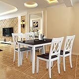 Merax Dining Table Set, Kitchen Dining Table Set for 4, Wood Table and Chairs Set (Cherry + White, Rectangle Dining Set)
