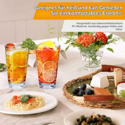 ALIMOTA Trinkgläser Stapelbare, Saftgläser im 4er Set, Kunststoff Gläser, Wassergläser Spülmaschinenfest… – Ansicht 3
