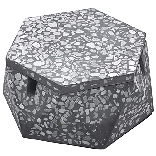 Freelove Concrete Ashtray With Lid & Stainless Steel Ashtrays For Cigarettes, Accelerated Cement Ash Tray Raw Weed Smoking Holders Indoor Outdoor Patio Home Office Cool Geometry Decor, Stone Grey A #TOP2