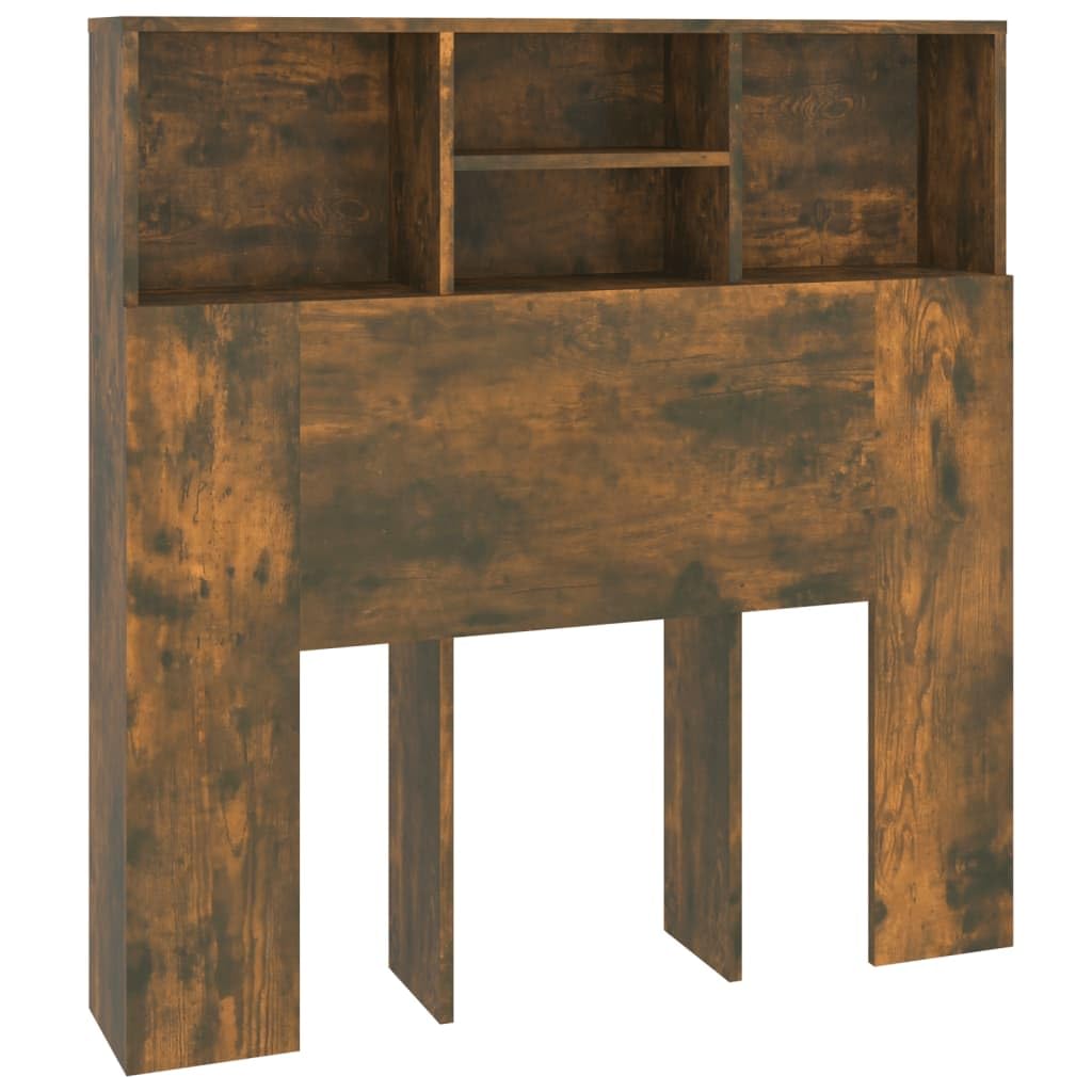 vidaXL Headboard Cabinet Home Indoor Bedroom Bookcase Headboard Cabinet Wooden Storage Bed Backboard Footboard Furniture Bed Accessory Smoked Oak — image 1