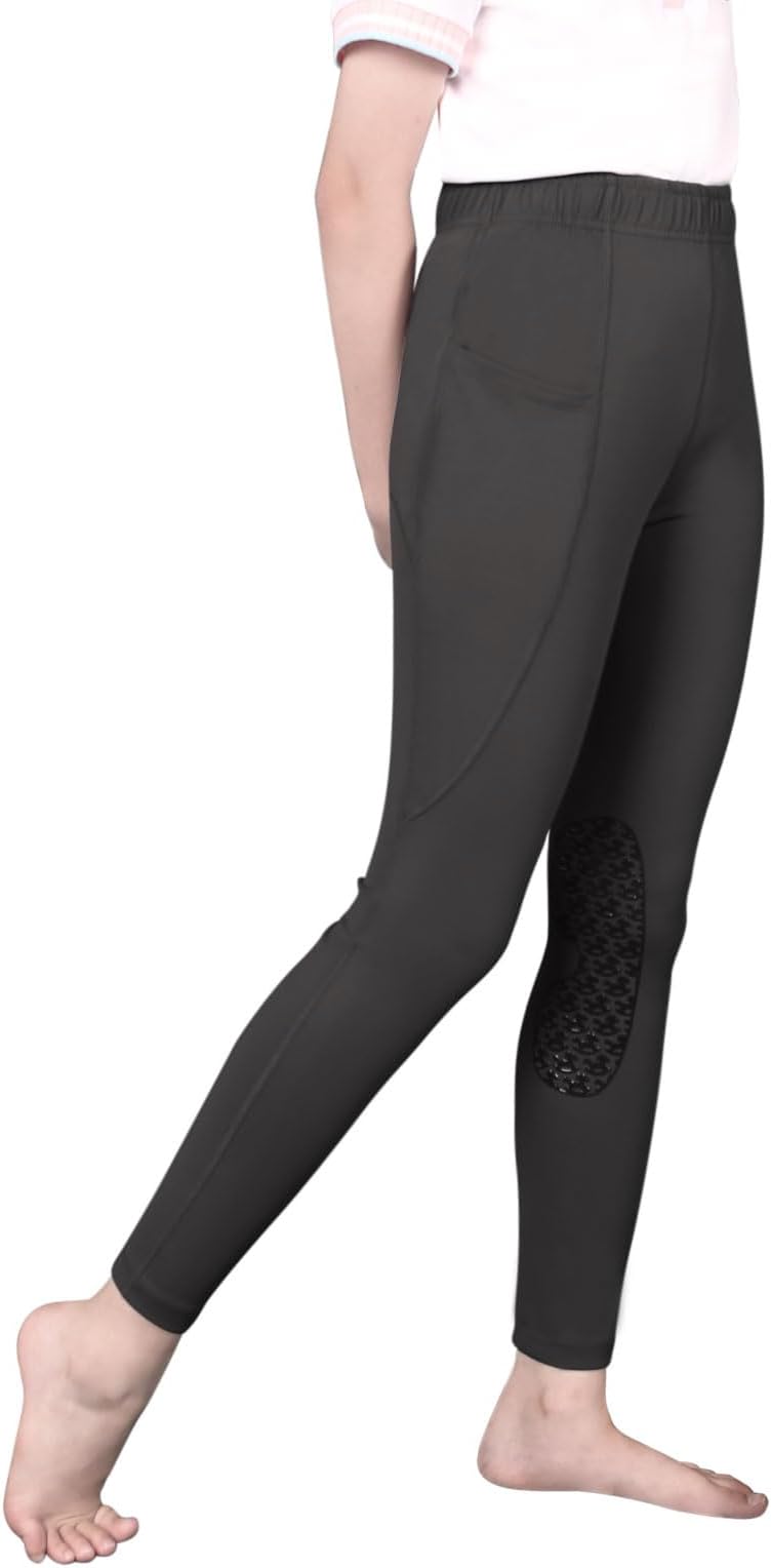 Harrison Howard Kids Equestrian Breeches Girls Knee-Patch Horse Riding Pants Schooling Tights