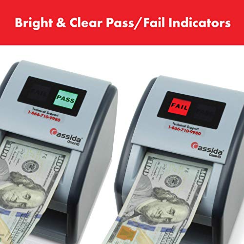 Cassida Omni-Id 2-In-1 Currency Counterfeit Detector With Uv Identification Verification Lights – Bill Checker With Infrared, Magnetic And Ultraviolet Sensors - Easy To Read Pass/Fail Display #TOP3