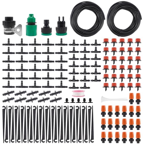 Sistema de riego para jardín, kit de riego por goteo de 30 m, sistema de riego automático para balcón, sistema de micro goteo para plantas en maceta, cama de flores, terraza, plantas