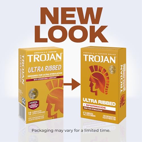 Image of TROJAN Stimulations Ultra Ribbed Spermicidal Condoms, 12 Count
