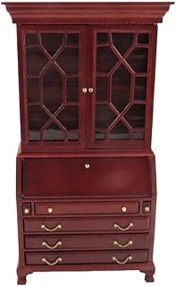 Melody Jane Dolls Houses Dollhouse Mahogany Bureau Desk & Cabinet Miniature Study Office Furniture 1:12